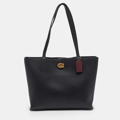 Pre-owned Coach Willow Colorblock Black Leather Tote