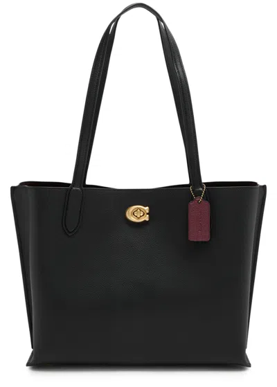 Coach Willow Leather Tote In Black