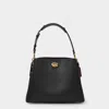 Coach Willow Polished Pebbled Leather Shoulder Bag In Black
