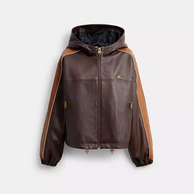Coach Windbreaker Aus Leder In Brown