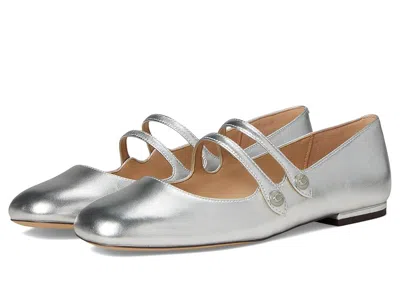 Coach Winley Metallic Leather Mary Jane In Silver