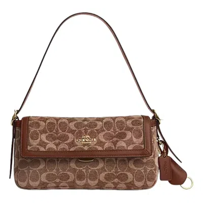 Coach (wmns)  Etta Small Flap Shoulder Bag In Signature Chenille 'light Khaki Vintage Brown' In Light Khaki/vintage Brown