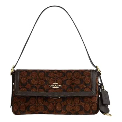 Coach (wmns)  Etta Small Flap Shoulder Bag Signature Chenille 'truffle' In Brown