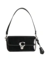 Coach Logo-plaque Leather Shoulder Bag In Black