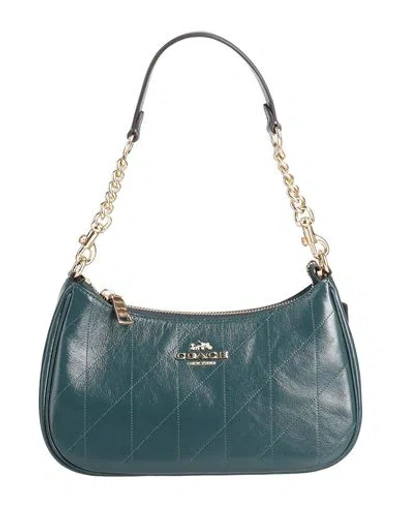 Coach Woman Handbag Dark Green Size - Leather