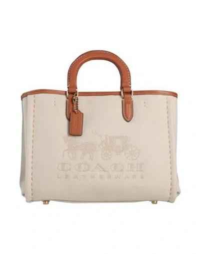 Coach Woman Handbag Ivory Size - Textile Fibers In White