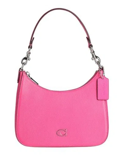 Coach Woman Handbag Magenta Size - Textile Fibers