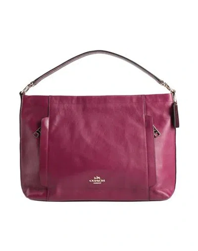 Coach Woman Handbag Plum Size - Leather In Purple