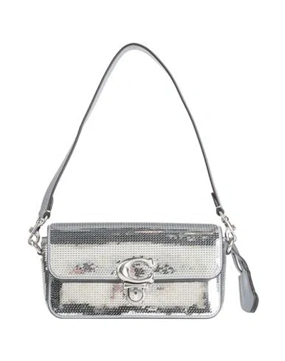 Coach Woman Handbag Silver Size - Leather In Silver