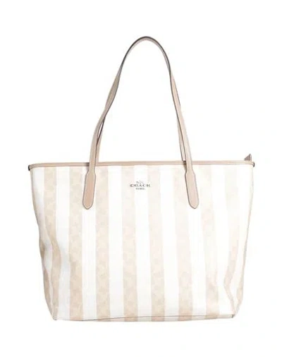 Coach Woman Shoulder Bag Beige Size - Textile Fibers
