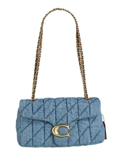 Coach Woman Shoulder Bag Blue Size - Textile Fibers