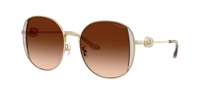 Coach Woman Sunglass Hc7176b Cad73 In Gold