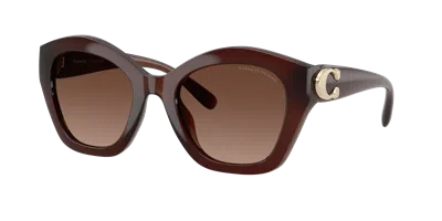 Coach Woman Sunglass Hc8421u Cad31 In Brown Gradient Polar