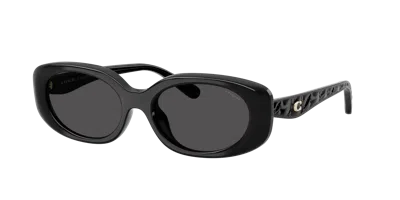 Coach Quilted Oval Rectangle Sunglasses In Black