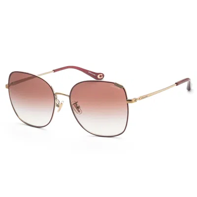 Coach Women's 57mm Shiny Rose Gold/burgundy Sunglasses