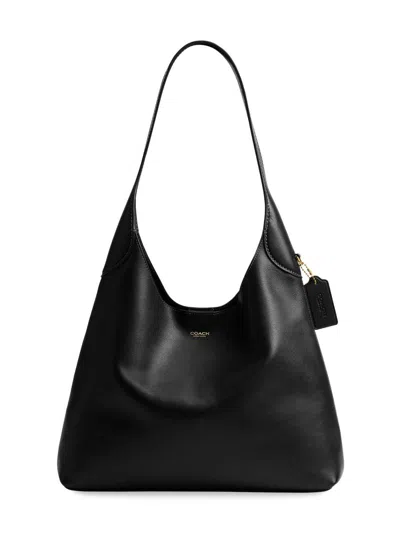Coach Womens Black Brooklyn Branded Leather Shoulder Bag