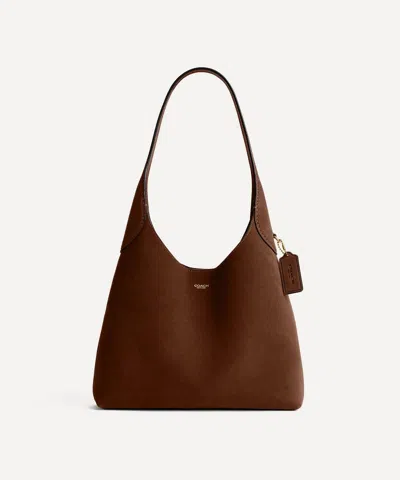 Coach Women's Brooklyn Suede Shoulder Bag 28 In Brown