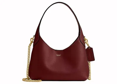 Pre-owned Coach Women's  Brooklyn Shoulder Bag 23 In Brass/dark Ruby