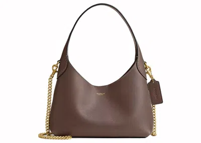 Pre-owned Coach Women's  Brooklyn Shoulder Bag 23 In Brass/dark Stone
