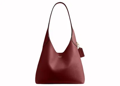 Pre-owned Coach Women's  Brooklyn Shoulder Bag 28 In Smooth Leather/brass/dark Ruby