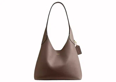 Pre-owned Coach Women's  Brooklyn Shoulder Bag 28 In Smooth Leather/brass/dark Stone In Multi