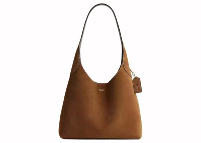Pre-owned Coach Women's  Brooklyn Shoulder Bag 28 In Suede/brass/cedar In Multi