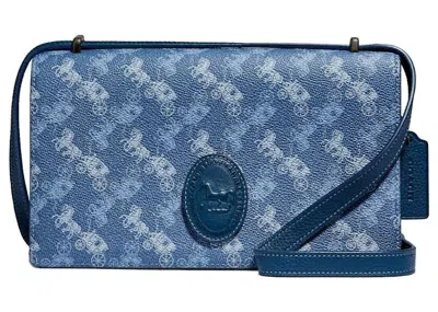 Pre-owned Coach Women's  Camille Crossbody Horse And Carriage Print In Blue