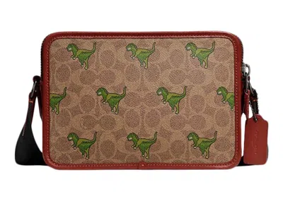 Pre-owned Coach Women's  Crossbody Charter 24 In Signature Canvas With Rexy Print In Tan/rust