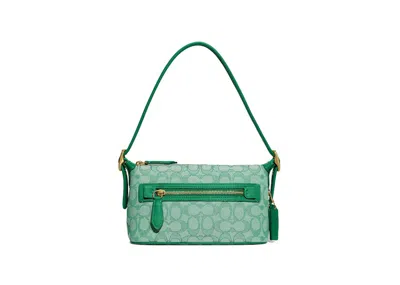 Pre-owned Coach Women's  Demi Bag In Signature Jacquard In Brass/green