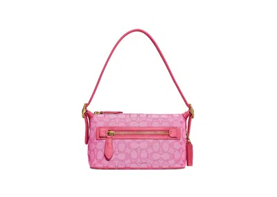 Pre-owned Coach Women's  Demi Bag In Signature Jacquard In Brass/petunia In Multi