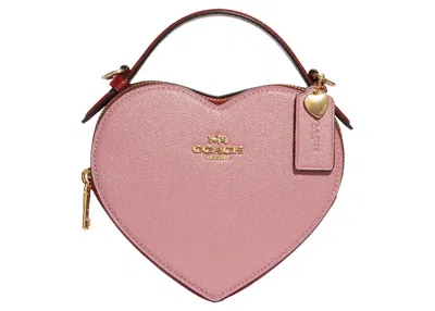 Pre-owned Coach Women's  Heart Crossbody In True Pink