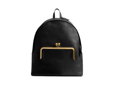 Pre-owned Coach Women's  Kisslock Frame Backpack In Brass/black In Multi