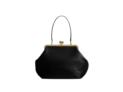 Pre-owned Coach Women's  Large Kisslock Frame Bag In Brass/black