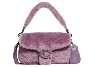 Pre-owned Coach Women's  Pillow Tabby 18 Shoulder Bag Shearling In Dusty Purple