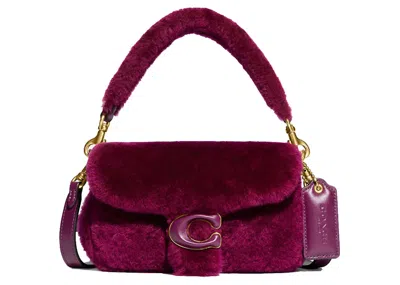 Pre-owned Coach Women's  Pillow Tabby 18 Shoulder Bag Shearling In Fuchsia