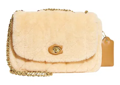 Pre-owned Coach Women's  Shoulder Bag In Shearling With Quilting Pillow Madison In Natural In Brown