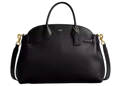 Pre-owned Coach Women's  Soft Empire Carryall Bag 40 In Brass/black