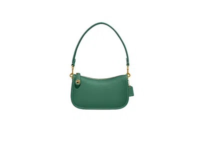 Pre-owned Coach Women's  Swinger 20 In Brass/bright Green In Multi