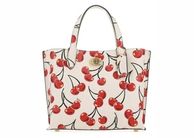 Pre-owned Coach Women's  Willow Tote Bag In Cherry Print