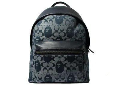 Pre-owned Coach Women's  X Bape Backpack In Navy Blue