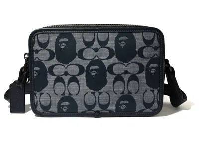 Pre-owned Coach Women's  X Bape Box Crossbody In Navy Blue