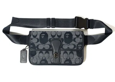 Pre-owned Coach Women's  X Bape Turnlock Tab Belt Bag In Navy Blue