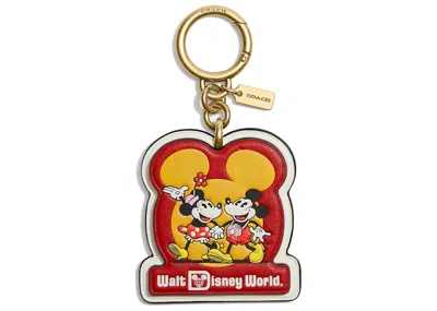 Pre-owned Coach Women's  X Disney Touring Mickey Mouse Bag Charm In Red/gold In Multi