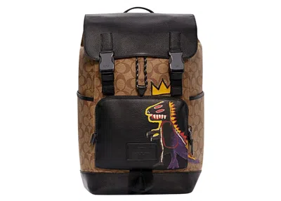 Pre-owned Coach Women's  X Jean Michel Basquait Track Backpack In Antique Black/brown