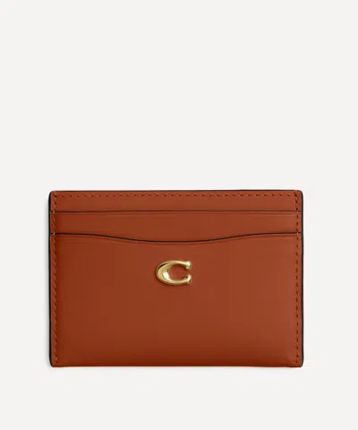 Coach Women's Essential Leather Card Case In Amber Brown