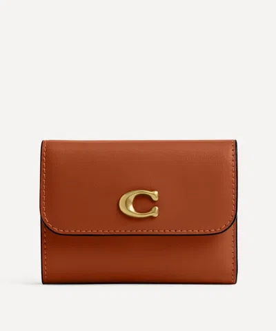 Coach Women's Essential Leather Card Holder Wallet In Amber Brown