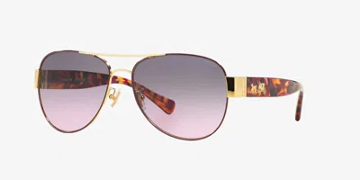 Coach Women's Hc7059 L138 Eyeglasses In Purple/gold In Brown