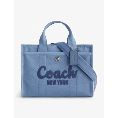Coach Cargo Logo-embroidered Canvas Tote Bag In Lh/slate Blue