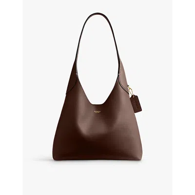 COACH WOMENS MAPLE BROOKLYN BRANDED LEATHER SHOULDER BAG