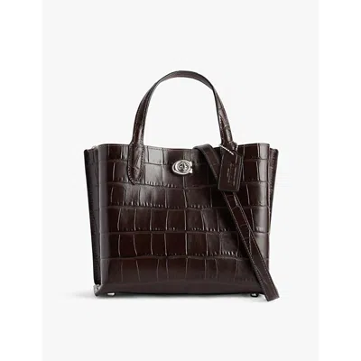 Coach Womens Maple Croc-embossed Leather Tote Bag